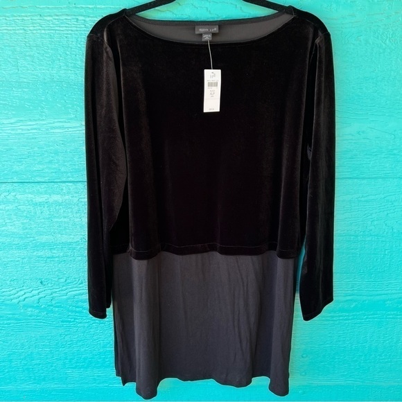 J.JILL BLACK VELVET MIXED MEDIA LONG SLEEVE TUNIC TOP SIZE XL NWT - Picture 3 of 11